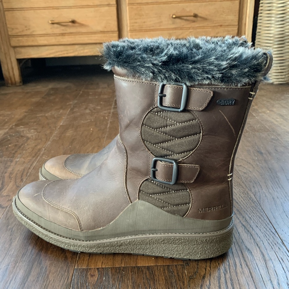 Merrell Tremblant Ezra Women’s Boots 9.5 Waterproof Brown Faux Fur Lining J95334